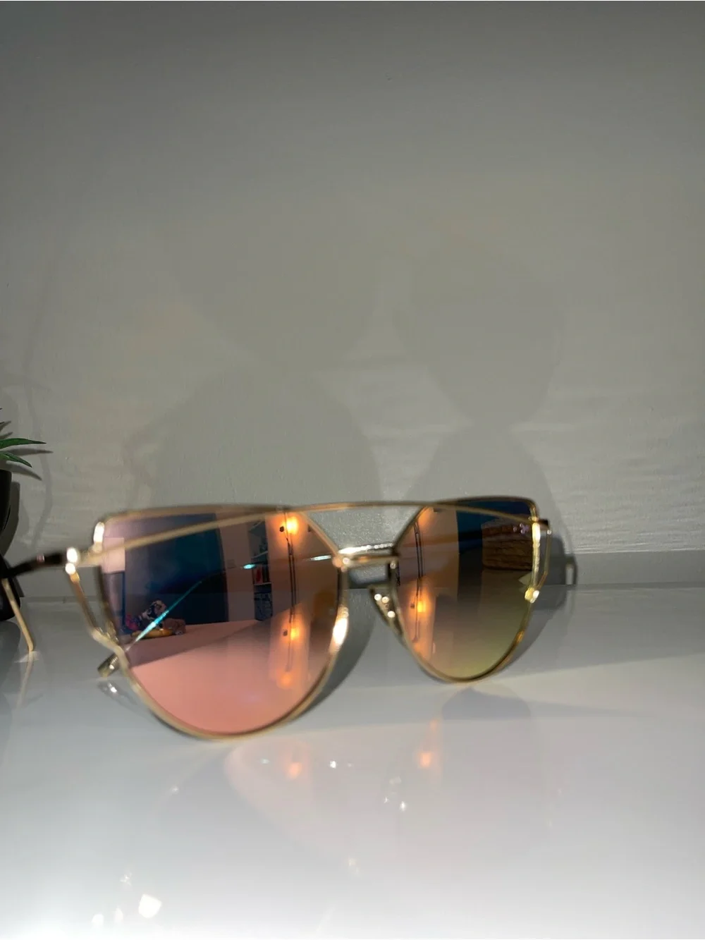 GLOWGLAM Gold Frame Pink-Gold Mirrored Women's Sunglasses